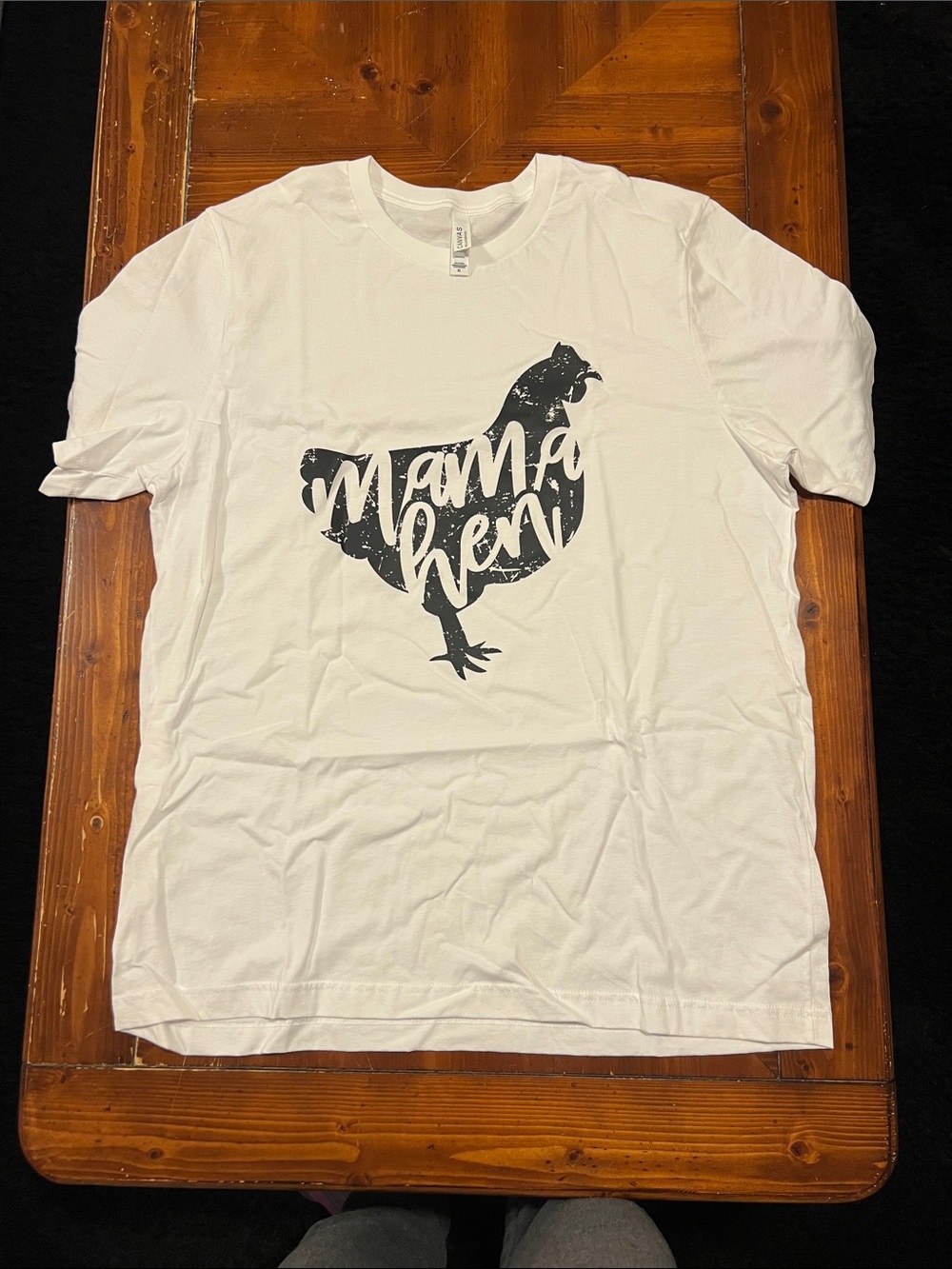 White "Mama Hen" Graphic Tee for Men